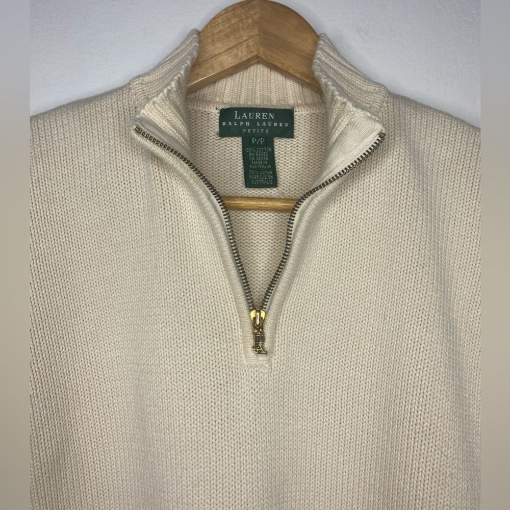 Lauren Ralph Lauren Quarter Zip-Up Knit Sweater Size Small Preppy Chunky - Picture 6 of 8